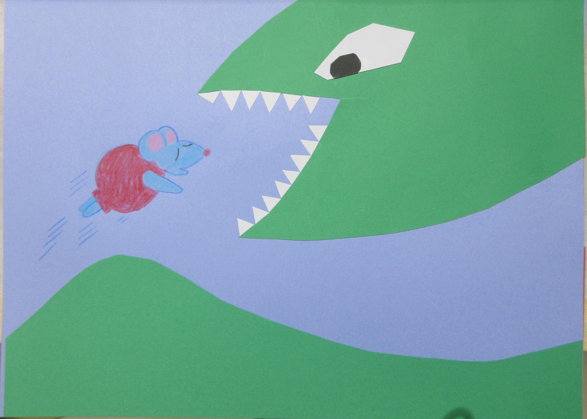 絵本作成例(ねずみが蛇に出会う所) 絵本作成例(ねずみが蛇に出会う所)