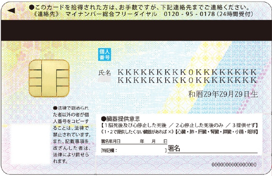 特定特別永住者証明書裏面