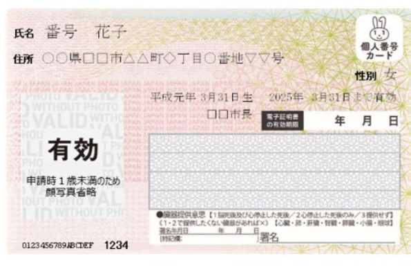 マイナンバーカード(顔写真なし) マイナンバーカード(顔写真なし)